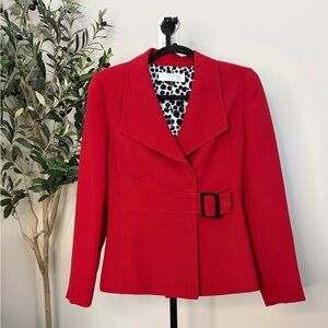 Tahari Vibrant Red Women's Blazer with Belt